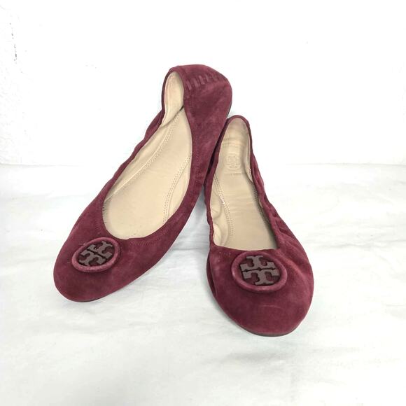 Tory Burch Minnie Travel Ballet Flats Size 11 Maroon - Picture 1 of 6
